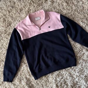 TNA Pink and Navy Half-Zip Sweater